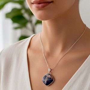 Sodalite 925 Silver Plated Gemstone
Handmade Pendant 2" Handcrafted Gift
